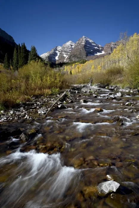 Framed Print : Maroon Bells and Maroon Creek with fall colors Framed Print : Maroon Bells and Maroon Creek with fall colors