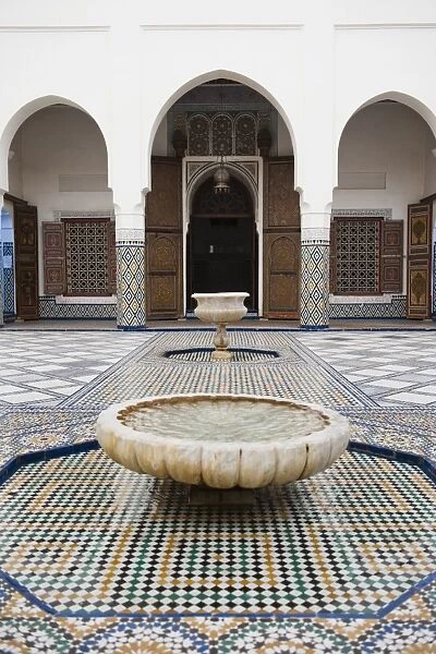 Marrakech Museum, fountain in the interior, Old Medina, Marrakech, Morocco, North Africa, Africa