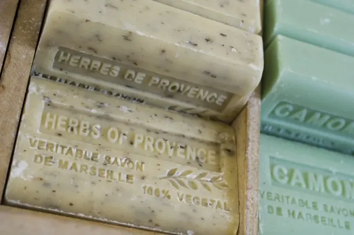 Framed Print : Marseille soap, Marche aux Fleurs, Cours Saleya, Nice, Alpes Maritimes