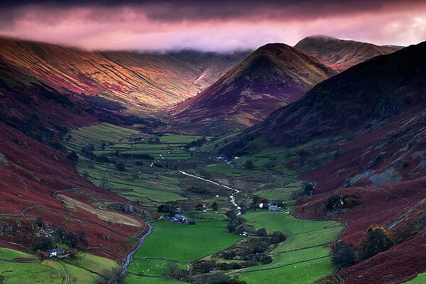 Martindale Common and The Nab from Hallin Fell in autumn, Lake District National Park, UNESCO World Heritage Site, Cumbria, England, United Kingdom, Europe
