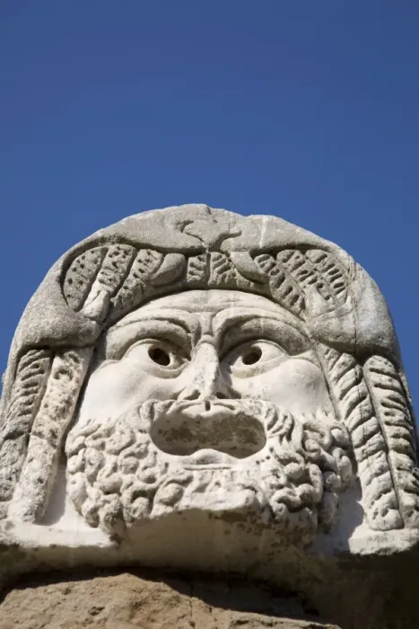 Framed Print : Mask at the theatre, in ancient Ostia, Rome, Lazio, Italy, Europe