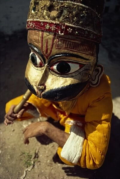 Masked actor in the Ramlilla, the stage play of the Hindu epic the Ramayana