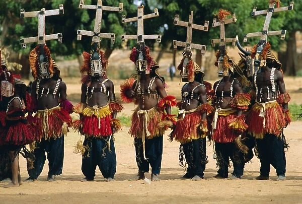 Masked Dogon dancers, Sangha, Mali, Africa