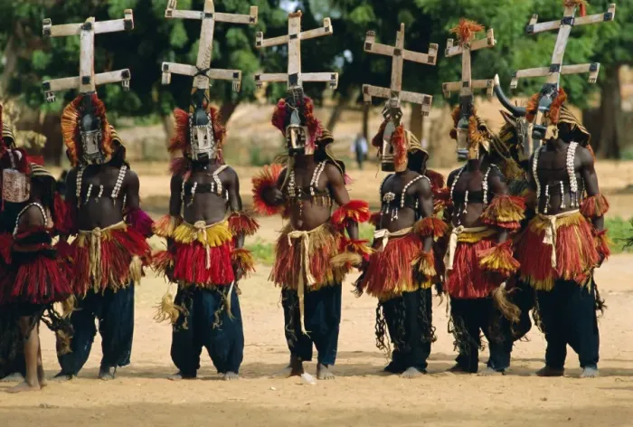 Framed Print : Masked Dogon dancers, Sangha, Mali, Africa Framed Print : Masked Dogon dancers, Sangha, Mali, Africa