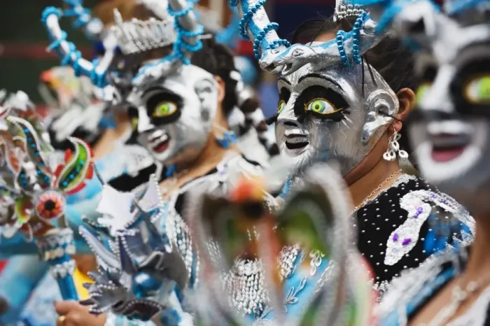 Framed Print : Masked performers in a parade at Oruro Carnival, Oruro, Bolivia, South America Framed Print : Masked performers in a parade at Oruro Carnival, Oruro, Bolivia, South America