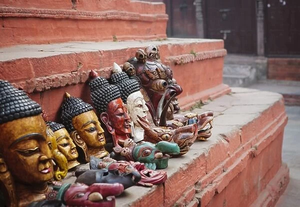 Masks for sale in Durbar Square, Kathmandu, Nepal, Asia