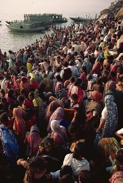 Mass bathing in the holy River Ganga to celebrate the Kartik Poonima festival Varanasi