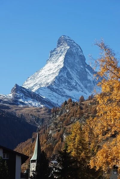 The Matterhorn, 4478m, in autumn, Zermatt, Valais, Swiss Alps, Switzerland, Europe