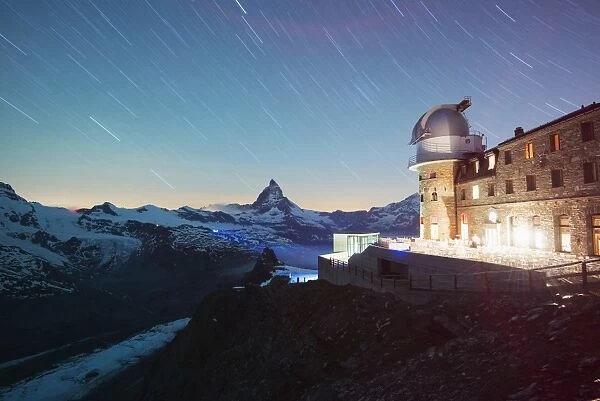 The Matterhorn, 4478m, and Gornergrat Observatory, Zermatt, Valais, Swiss Alps, Switzerland, Europe