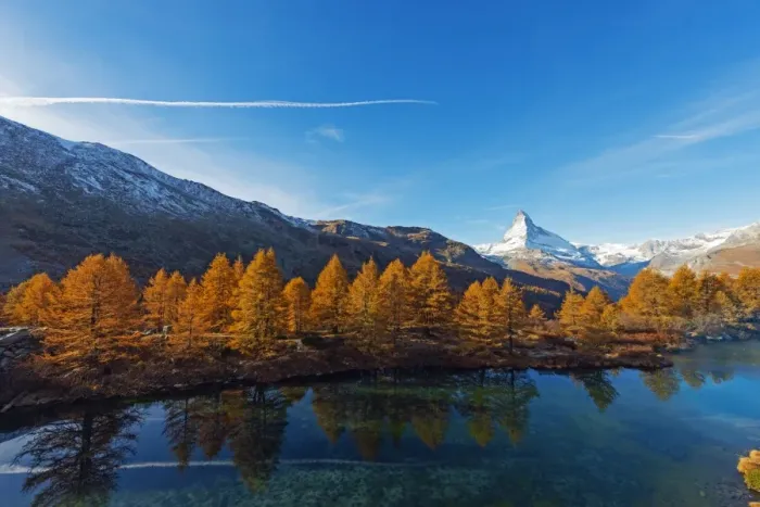 Framed Print : The Matterhorn, 4478m, and Grindjisee mountain lake in autumn, Zermatt, Valais, Swiss Alps Framed Print : The Matterhorn, 4478m, and Grindjisee mountain lake in autumn, Zermatt, Valais, Swiss Alps