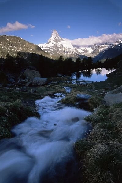 Matterhorn from Grindjisee at dawn