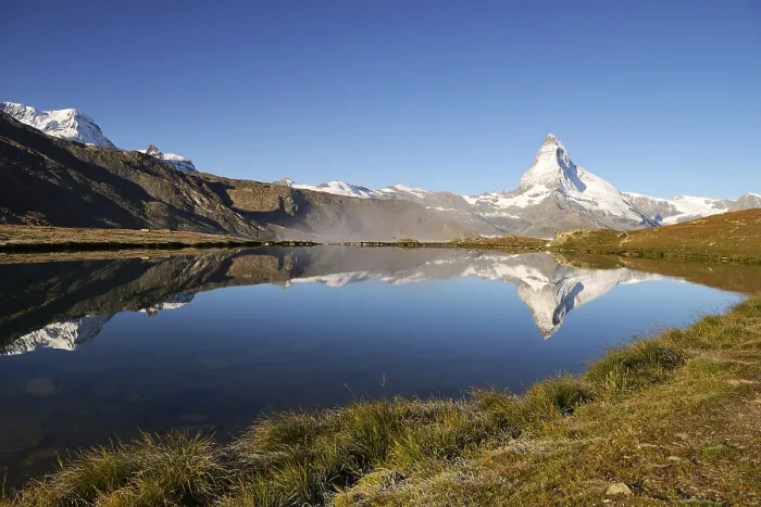 Framed Print : Matterhorn reflected in Lake Stellisee, Valais Alps, Canton of Valais, Switzerland