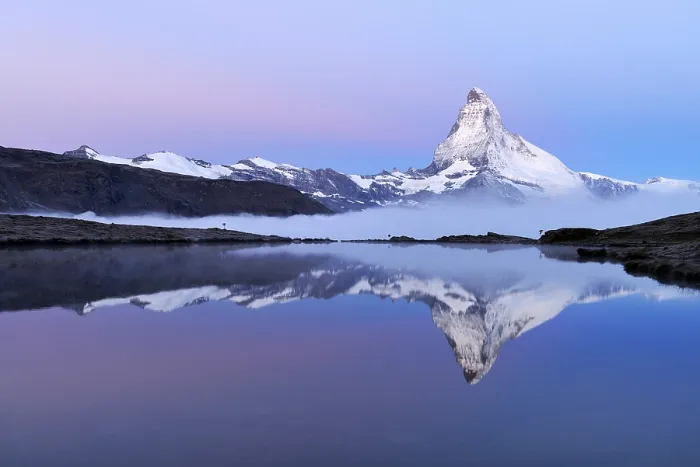 Framed Print : Matterhorn reflected in Lake Stellisee at dusk, Zermatt, Canton of Valais, Switzerland Framed Print : Matterhorn reflected in Lake Stellisee at dusk, Zermatt, Canton of Valais, Switzerland