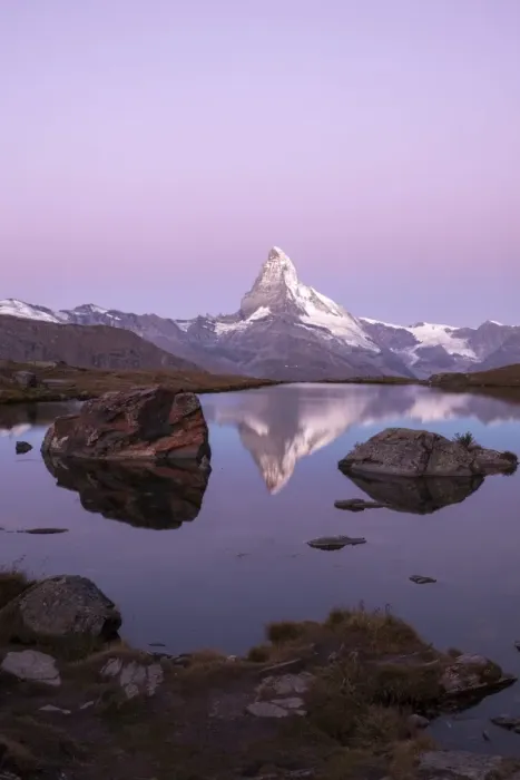 Framed Print : The Matterhorn reflected in the Stellisee at dusk, Zermatt, Canton of Valais, Pennine Alps Framed Print : The Matterhorn reflected in the Stellisee at dusk, Zermatt, Canton of Valais, Pennine Alps