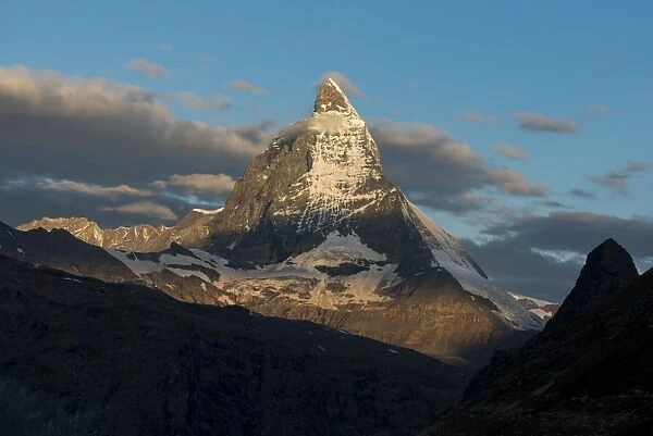 The Matterhorn in the Swiss Alps seen from beside the Gorner Glacier not far from Zermatt