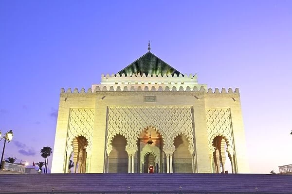 Mausoleum of Mohammed V at dusk, Rabat, Morocco, North Africa, Africa