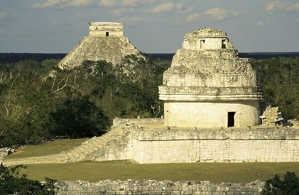 Mayan observatory (El Caracol) and the Great Pyramid (El Castillo) beyond
