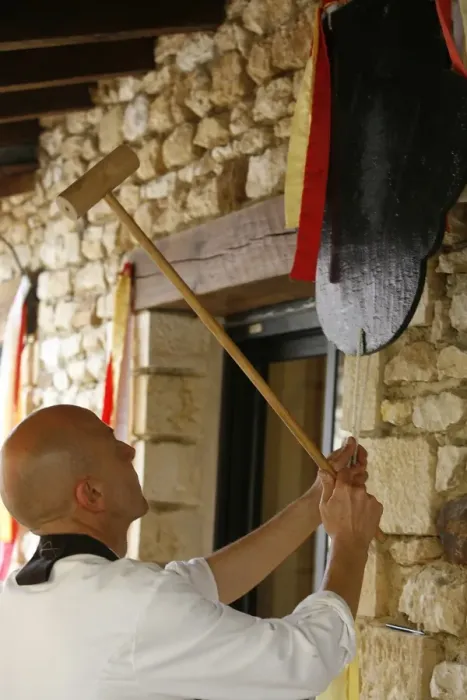 Framed Print : Meal call in Zen temple, Larzac, Dordogne, France, Europe Framed Print : Meal call in Zen temple, Larzac, Dordogne, France, Europe