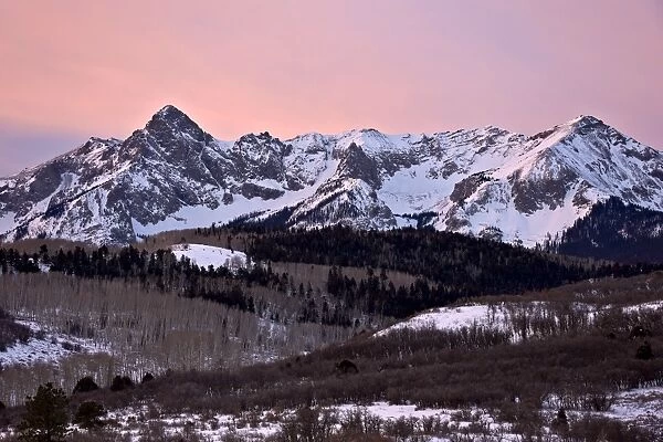 Mears Peak and the Sneffels Range in the winter, Uncompahgre National Forest, Colorado, United States of America, North America