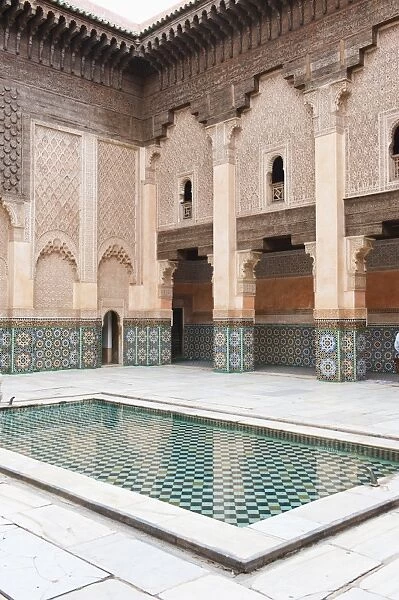Medersa Ben Youssef central courtyard, the old Islamic school, Old Medina, Marrakech, Morocco, North Africa, Africa