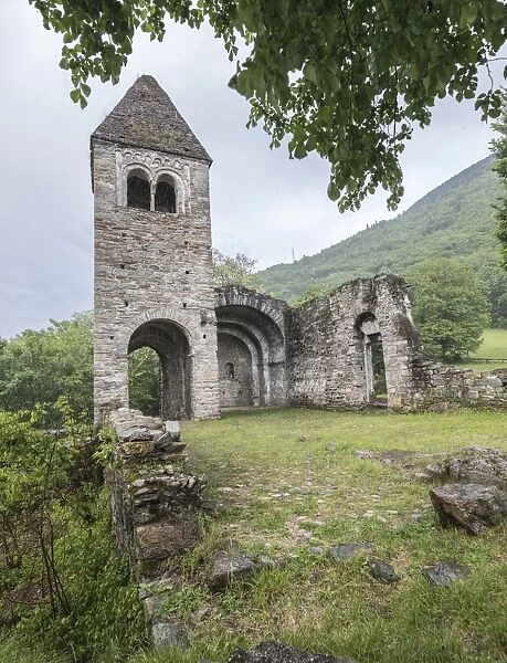 The medieval Abbey of San Pietro in Vallate, Piagno, Sondrio province, Lower Valtellina