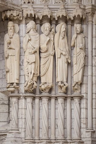 Medieval carvings of Old Testament figures including Abraham with Isaac