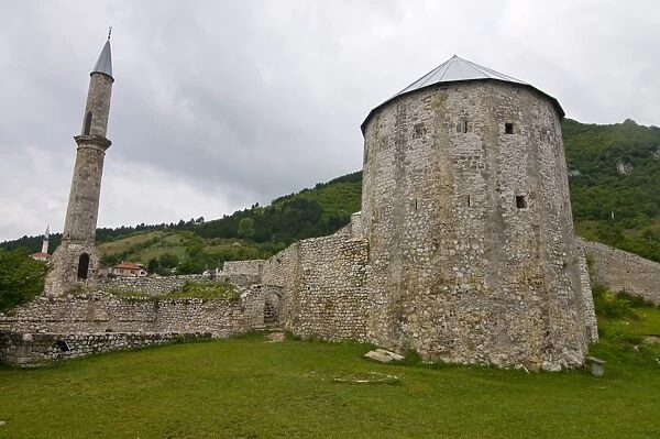 Medieval Castle with minaret, Travnik, Bosnia-Herzegovina, Europe