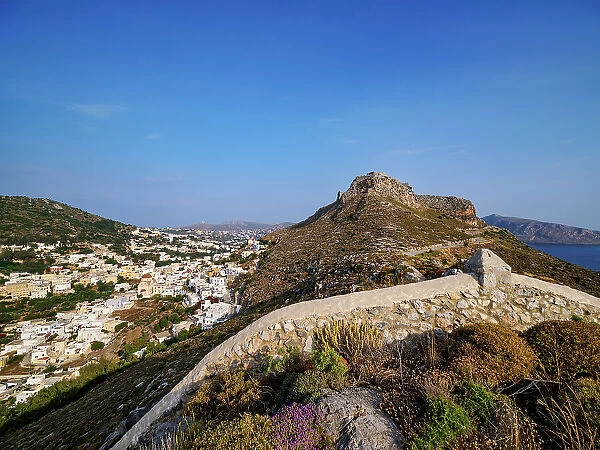 Medieval Castle of Pandeli over Agia Marina, Leros Island, Dodecanese, Greek Islands, Greece, Europe