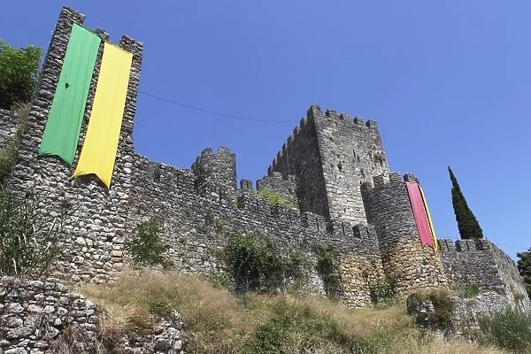 Medieval castle wall of the former royal residence reconquered in the 11th century at Montemor-o-Velho, Beira Litoral