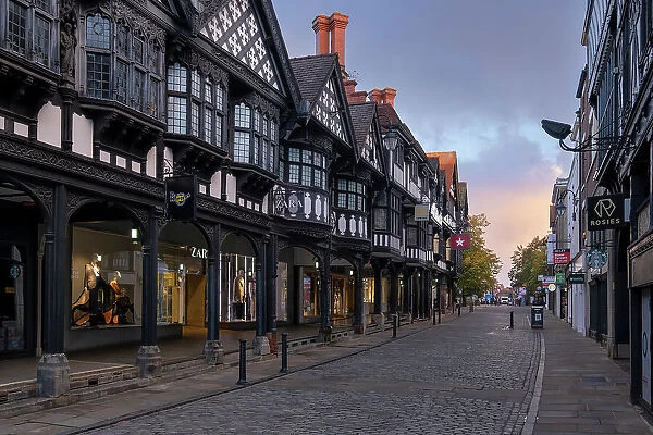 The Medieval Half Timbered Northgate Shopping Rows on Northgate Street, Chester, Cheshire, England, United Kingdom, Europe