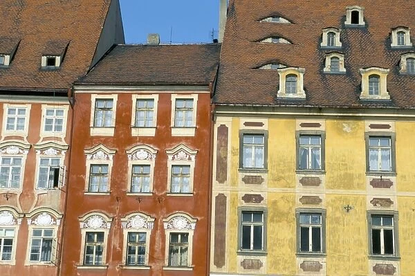 Medieval market square buildings, Cheb, Bohemia, Czech Republic, Europe