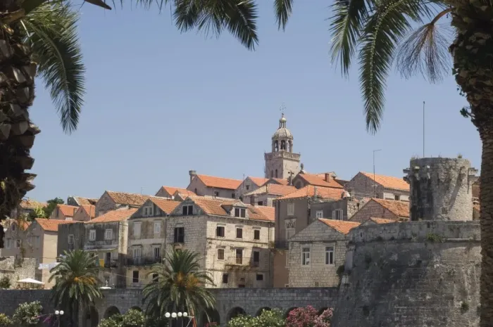 Framed Print : Medieval Old Town and city walls, Korcula Island, Dalmatia, Croatia, Europe Framed Print : Medieval Old Town and city walls, Korcula Island, Dalmatia, Croatia, Europe