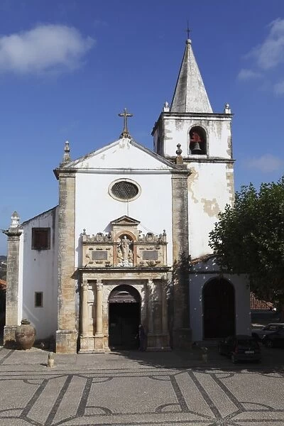 The medieval St. Mary Church (Igreja de Santa Maria) in centre of the walled city of Obidos, Estremadura, Portugal, Europe