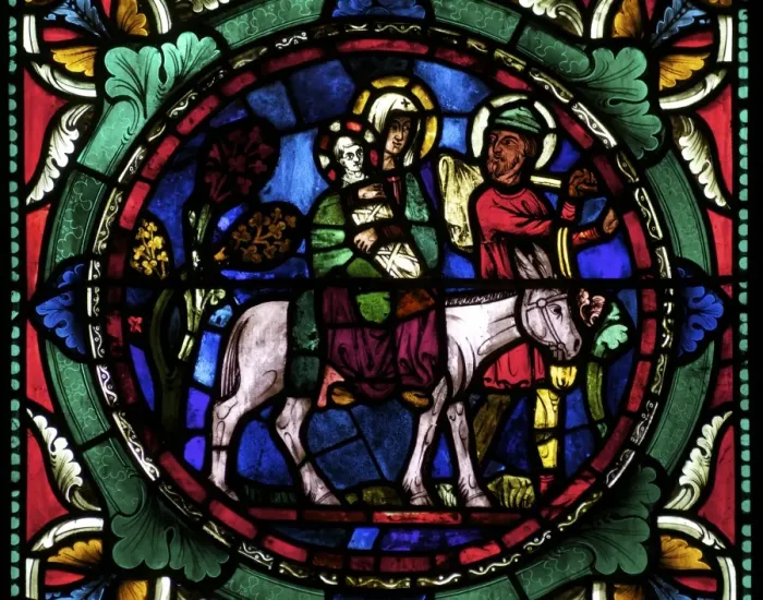 Framed Print : Medieval stained glass depicting Mary, baby Jesus and Joseph on a donkey, Canterbury Cathedral, UNESCO World Heritage Site, Canterbury, Kent, England, United Kingdom, Europe Framed Print : Medieval stained glass depicting Mary, baby Jesus and Joseph on a donkey, Canterbury Cathedral, UNESCO World Heritage Site, Canterbury, Kent, England, United Kingdom, Europe