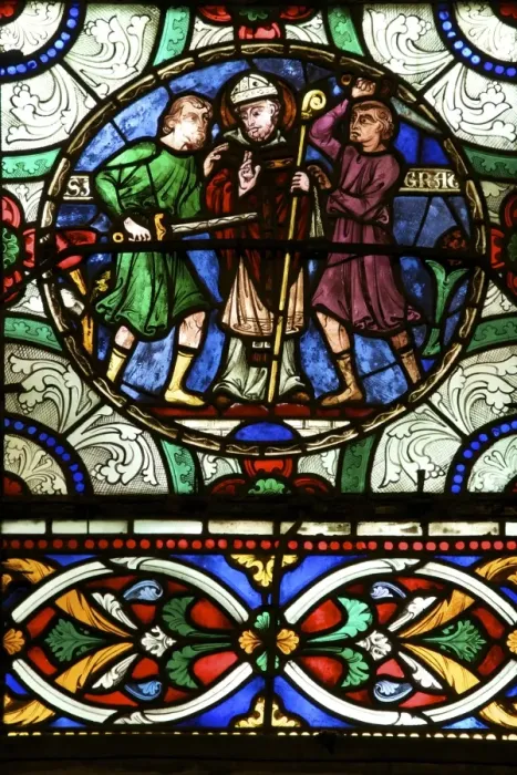 Framed Print : Medieval stained glass depicting the Murder of St. Thomas a Becket, Canterbury Cathedral, UNESCO World Heritage Site, Canterbury, Kent, England, United Kingdom, Europe Framed Print : Medieval stained glass depicting the Murder of St. Thomas a Becket, Canterbury Cathedral, UNESCO World Heritage Site, Canterbury, Kent, England, United Kingdom, Europe