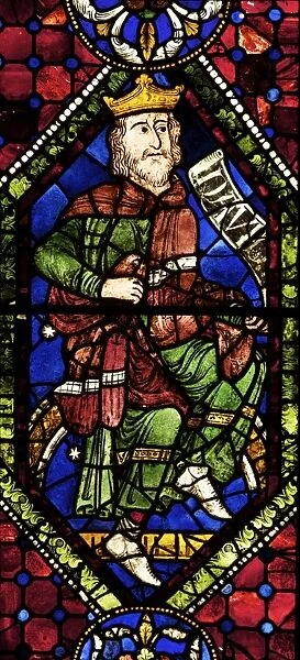 Medieval stained glass of King David, Ancestors or Geneaology of Christ, South Window, Canterbury Cathedral, UNESCO World Heritage Site, Canterbury, Kent, England, United Kingdom, Europe