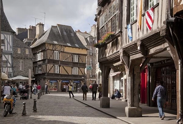Medieval town centre, Dinan, Brittany, France, Europe