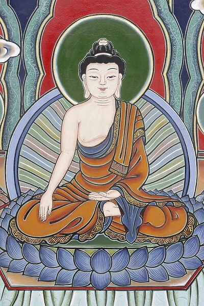 Meditation posture depicted in Life of Buddha, Seoul, South Korea, Asia