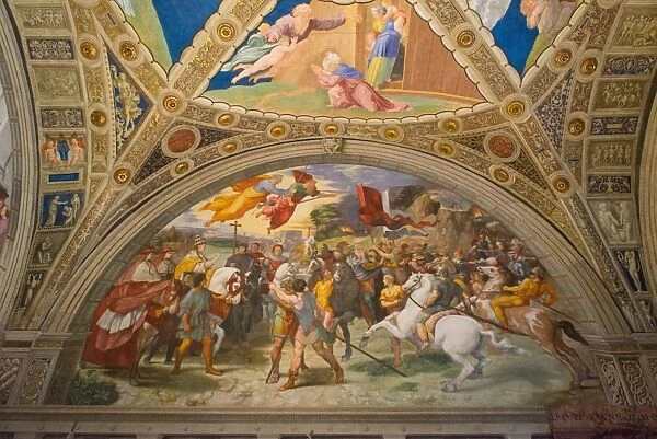 The Meeting of Leo I and Attila by Raphael, in the Stanze di Raffaello, in the Apostolic Palace in the Vatican, Vatican Museums, Rome, Lazio, Italy, Europe