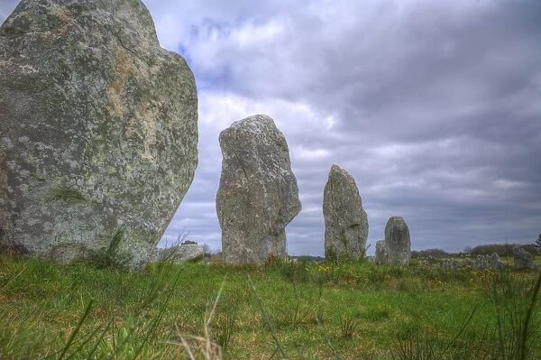 Megalithic stones in the Menec Alignment at Carnac, Brittany, France, Europe