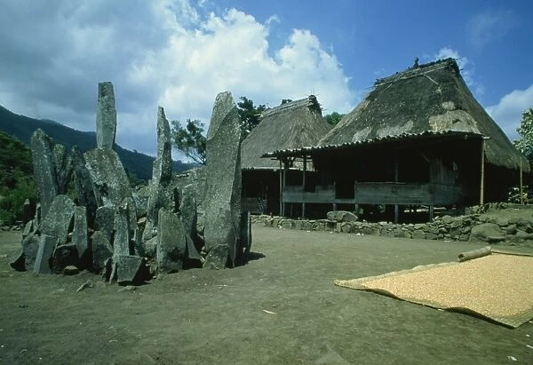 Megaliths at Bena, a traditional Ngada village near Bajawa in central Flores
