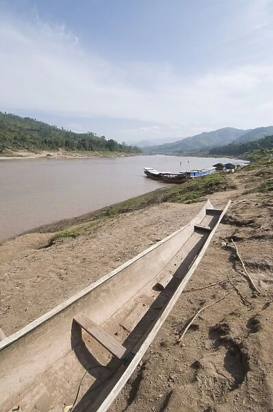 On side of Mekong River at Gom Dturn, a Lao Luong Village in the Golden Triangle area of Laos