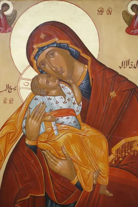Framed Print : Melkite icon of the Virgin and Child, Nazareth, Galilee, Israel, Middle East