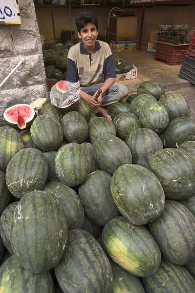 Melons in the fruit and vegetable market