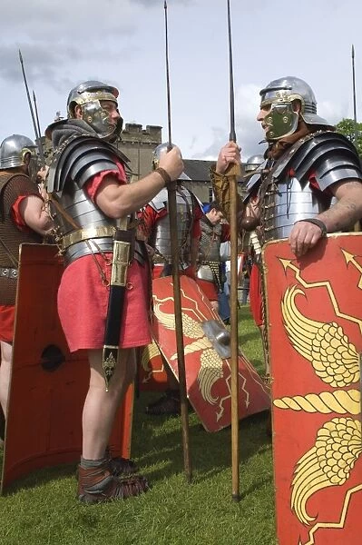 Two members of the Ermine Street Guard in conversation, Birdoswald Roman Fort
