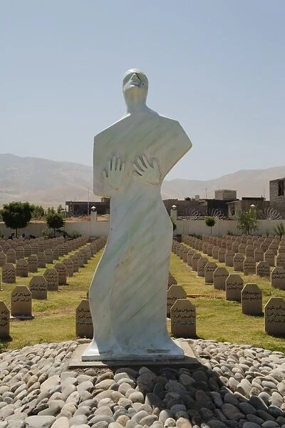 Memorial cemetery to the victims of Saddam Husseins chemical gas attack on the Kurdish town of Halabja, Iraq, Middle East