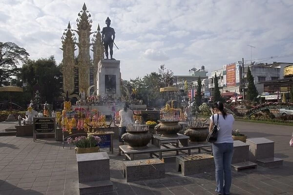 Memorial at entrance to Chiang Rai, Thailand, Southeast Asia, Asia