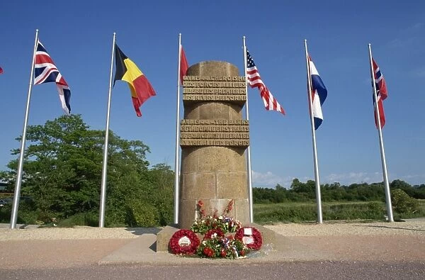 Memorial stele at Pegasus bridge, site of the first liberation, 6th June 1944