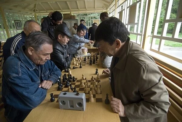 Men playing chess, Almaty, Kazakhstan, Central Asia, Asia