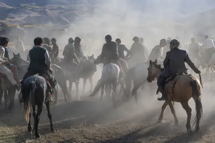 Framed Print : Men practising a traditional Buzkashi game, Yaklawang, Afghanistan, Asia Framed Print : Men practising a traditional Buzkashi game, Yaklawang, Afghanistan, Asia